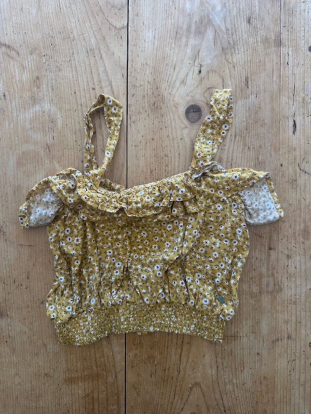 LSN Girls Mustard Floral Top Size 8